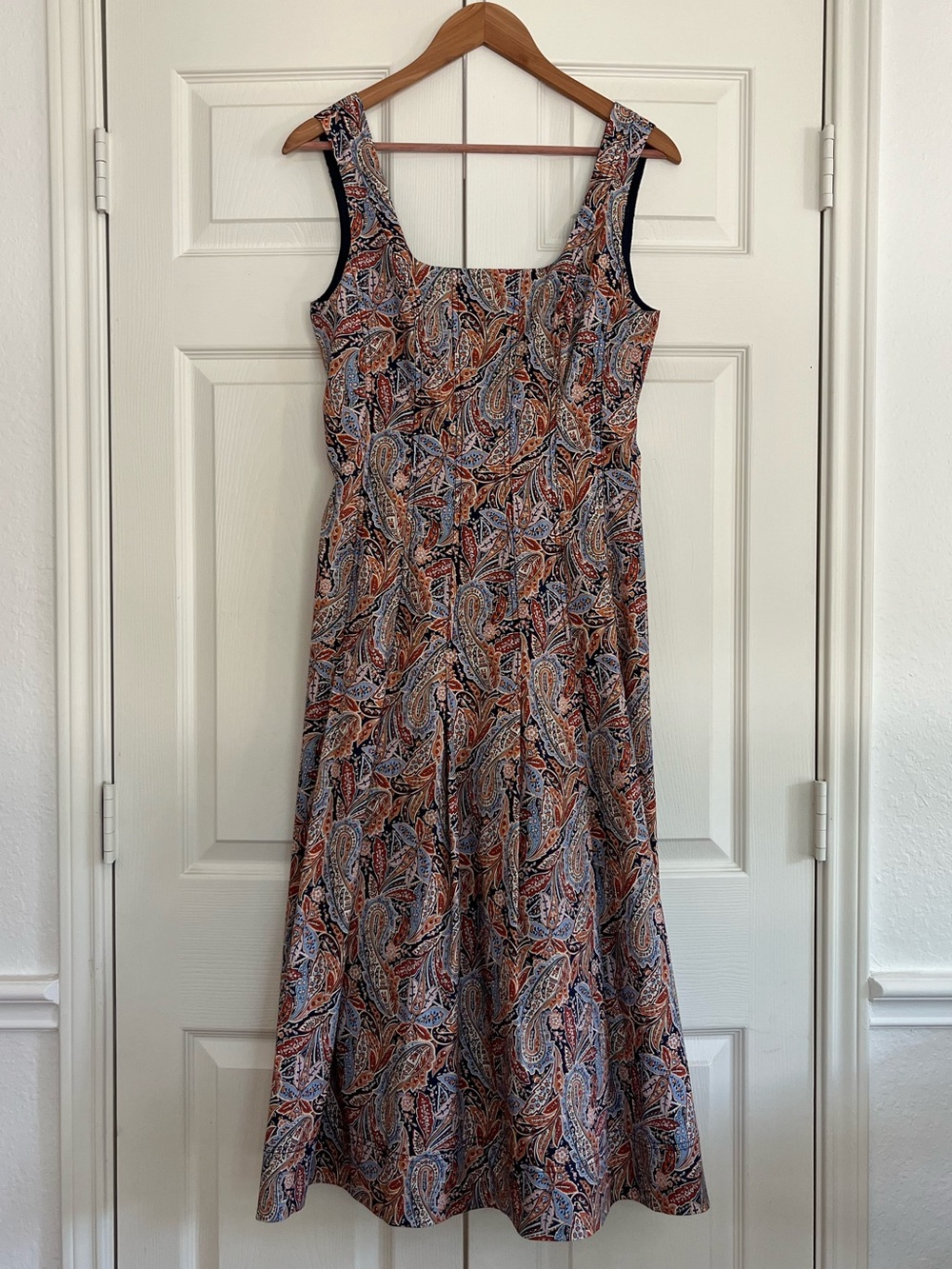 Veronica Beard Jolie Paisley Print Midi Dress in cotton-poplin